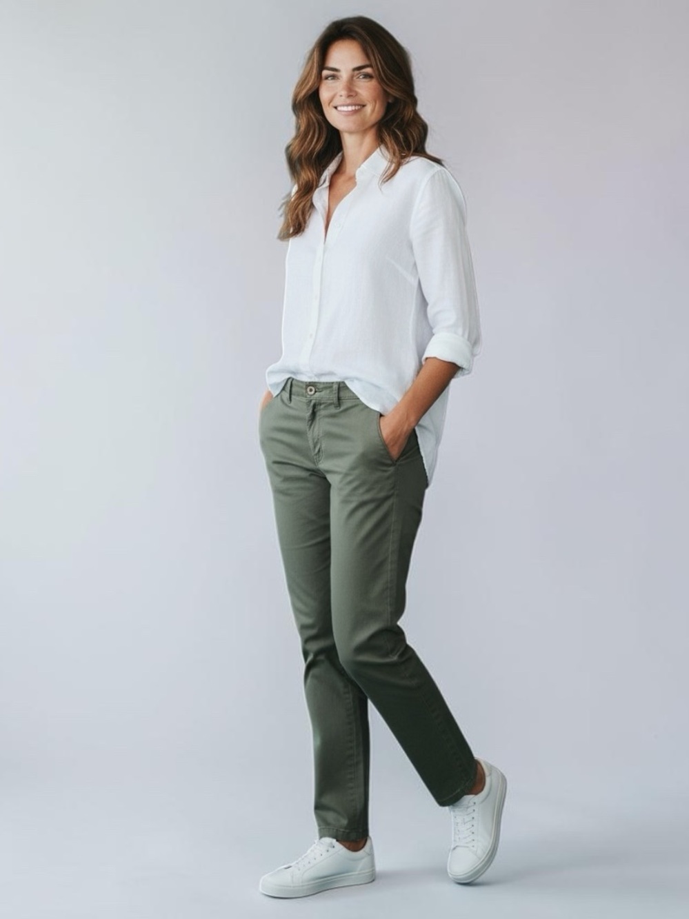 Market & Spruce Olive Straight-Leg Pants